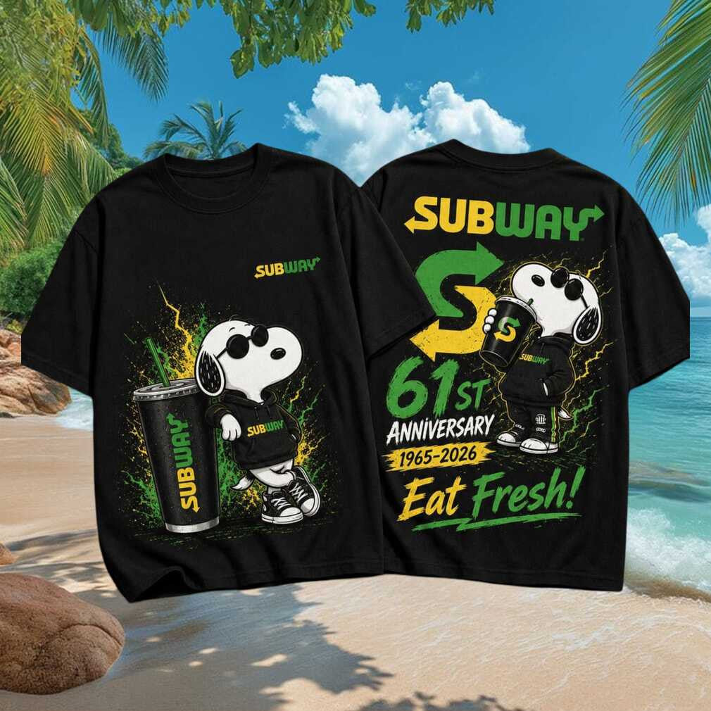 Snoopy Subway Fast Food Snoopy 61st Anniversary Eat Fresh T-Shirt Snoopy Merch BFF Gifts - Merchluma