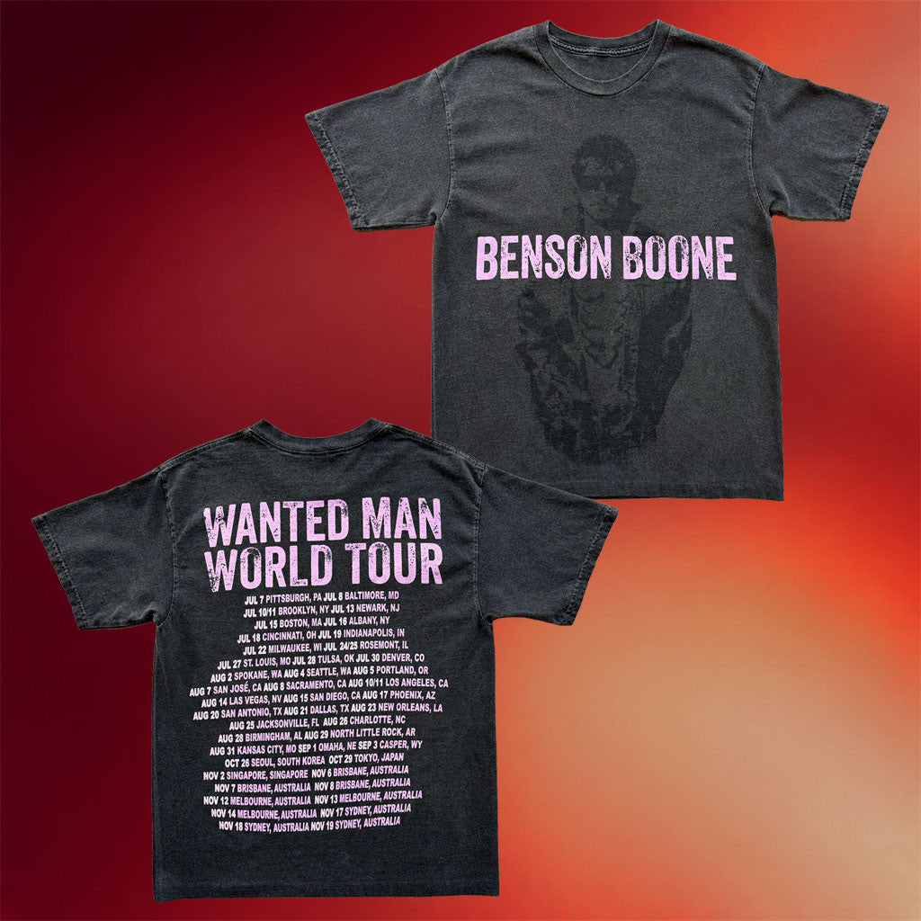 Benson Boone Merch 2026 Wanted Man Dateback Photo T-Shirt Cool Gifts For Music Lovers - Merchluma