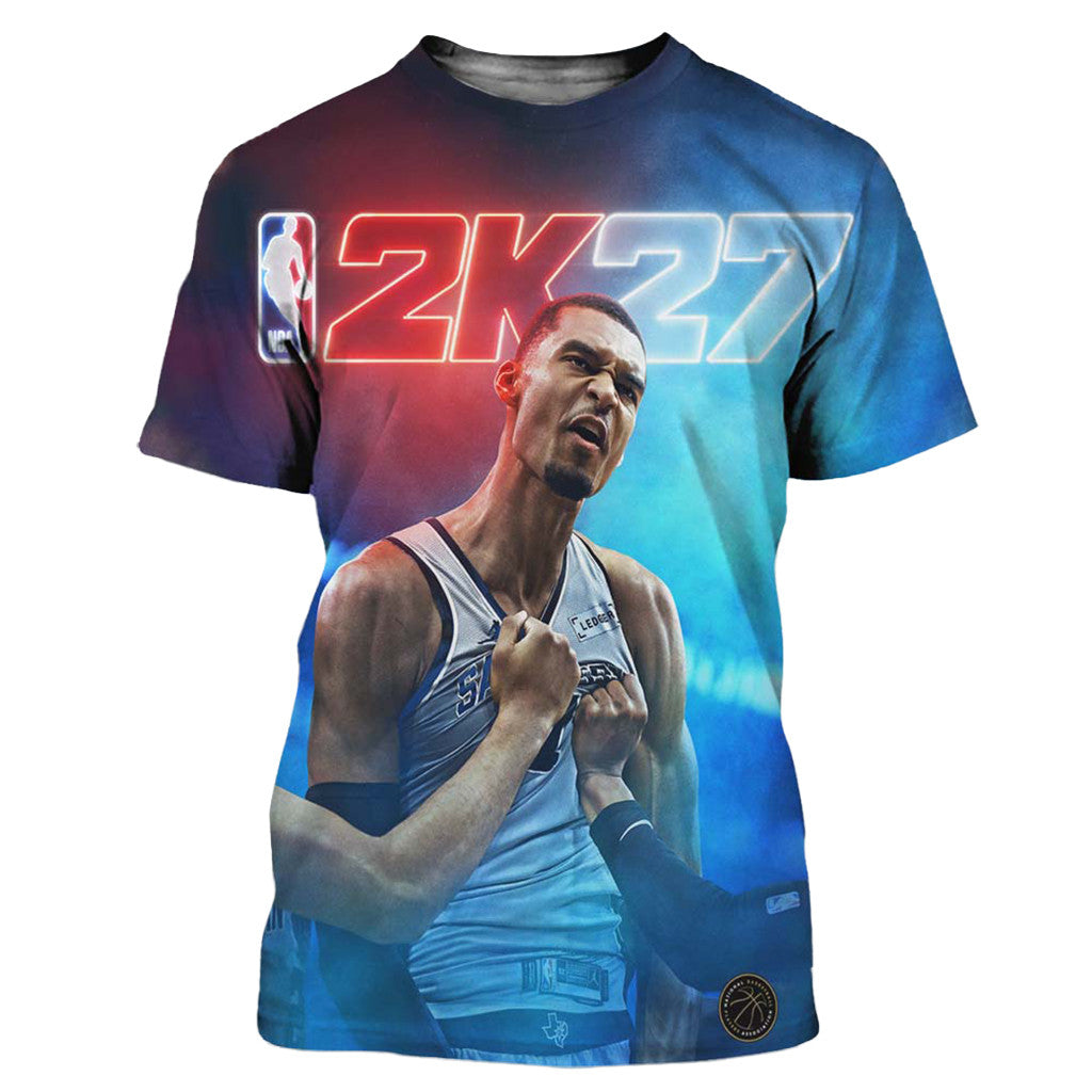 Victor Wembanyama 2K27 Cover Athlete T-Shirt Victor Wembanyama Merch Gifts For Fans - Merchluma