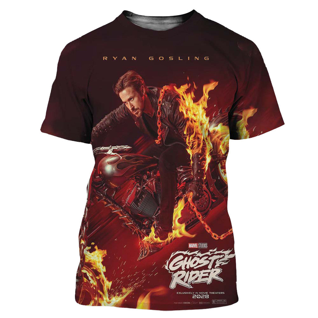 Marvel Ghost Rider Ryan Gosling Movie Theater 2028 T-Shirt Marvel Merch Gift For Movie Fans - Merchluma