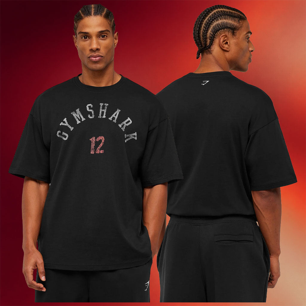 Gymshark Merch 2026 Gymshark 12 Graphic T-Shirt Black Present For Husband - Merchluma