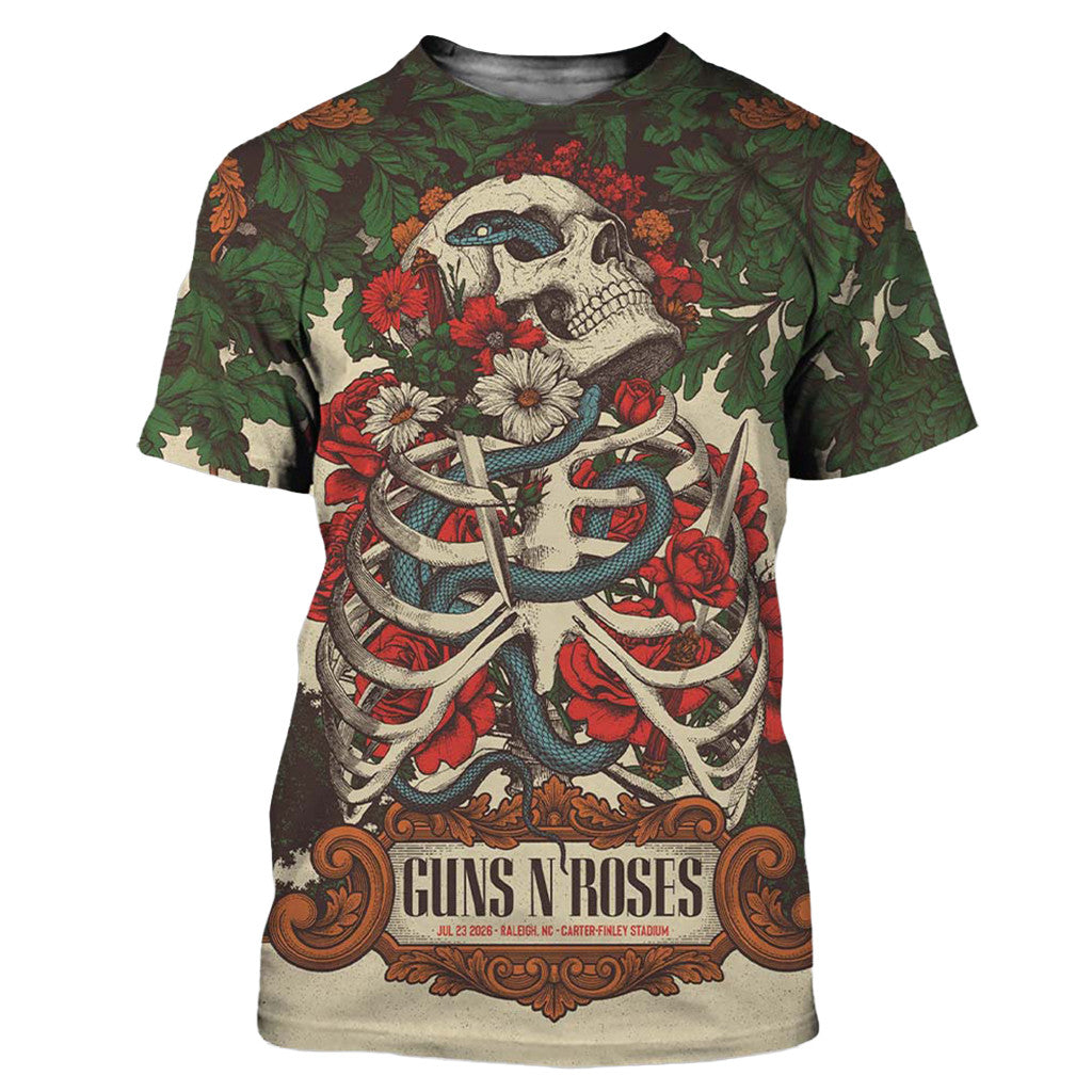 Guns N Roses Raleigh North Carolina 2026 Event Poster T-Shirt Guns N Roses Merch Fan Gift - Merchluma
