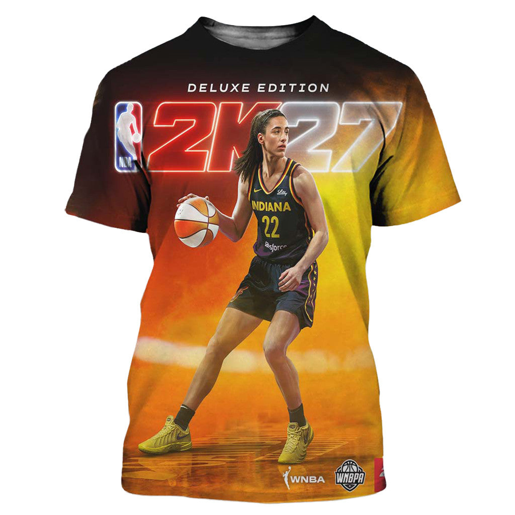 Caitlin Clark 2K27 Deluxe Cover Athlete T-Shirt Indiana Fever Merch Gift For Fans - Merchluma