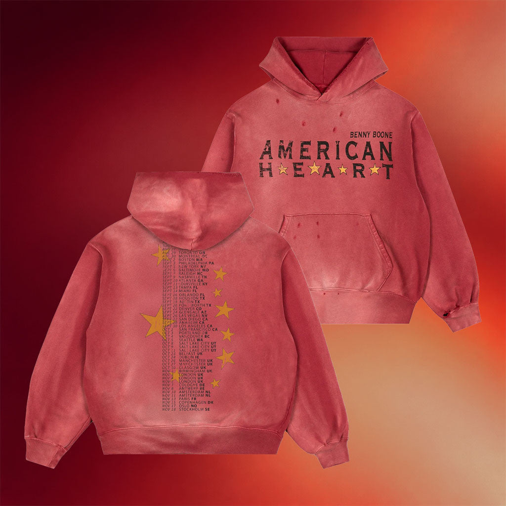 Benson Boone Merch 2026 American Heart Star Hoodie Unique Gifts For Music Lovers - Merchluma