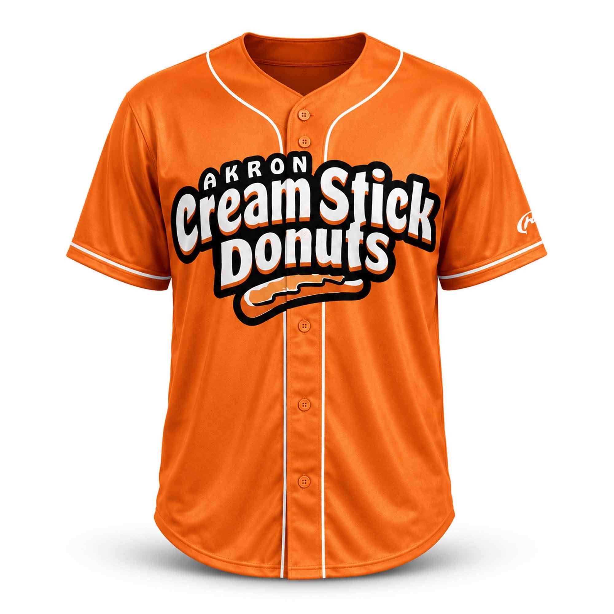 2026 RubberDucks Akron Cream Stick Donuts Jersey Orange Akron RubberDucks Merch Fan Gear - Merchluma