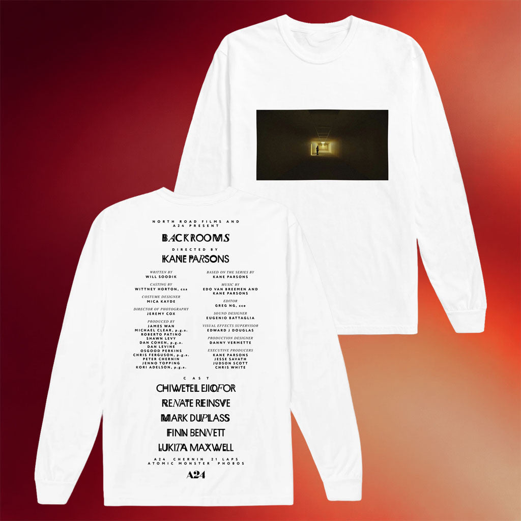A24 Backrooms Merch 2026 Backrooms Credits Long Sleeve Shirt Gift For Horror Fans - Merchluma