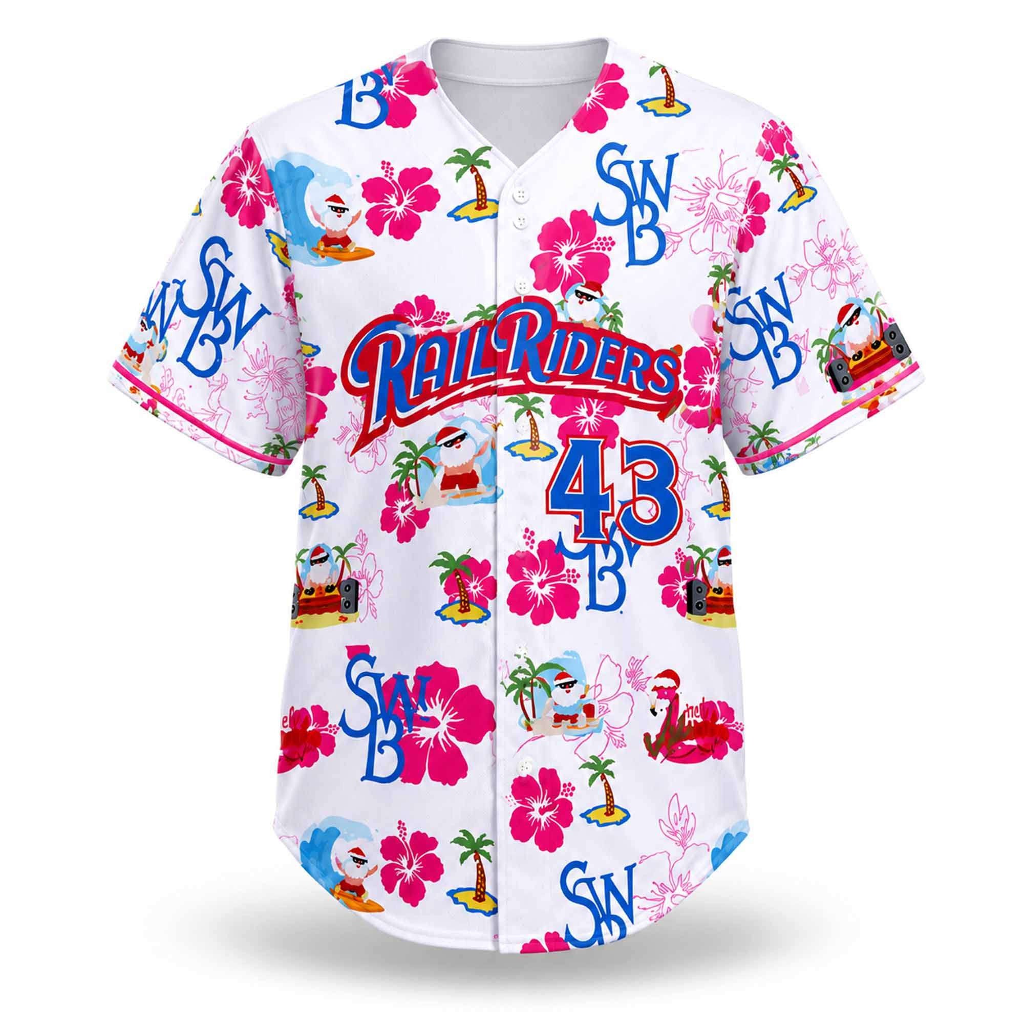 2026 RailRiders Hawaiian Christmas In July Jersey Scranton Wilkes-Barre RailRiders Merch White - Merchluma