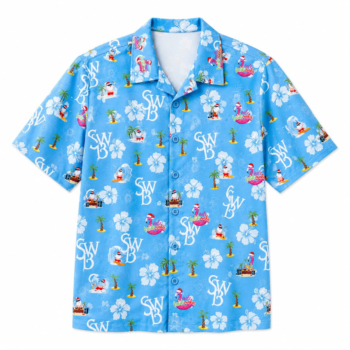 2026 RailRiders Christmas in July Hawaiian Shirt Scranton Wilkes-Barre RailRiders Merch Blue - Merchluma