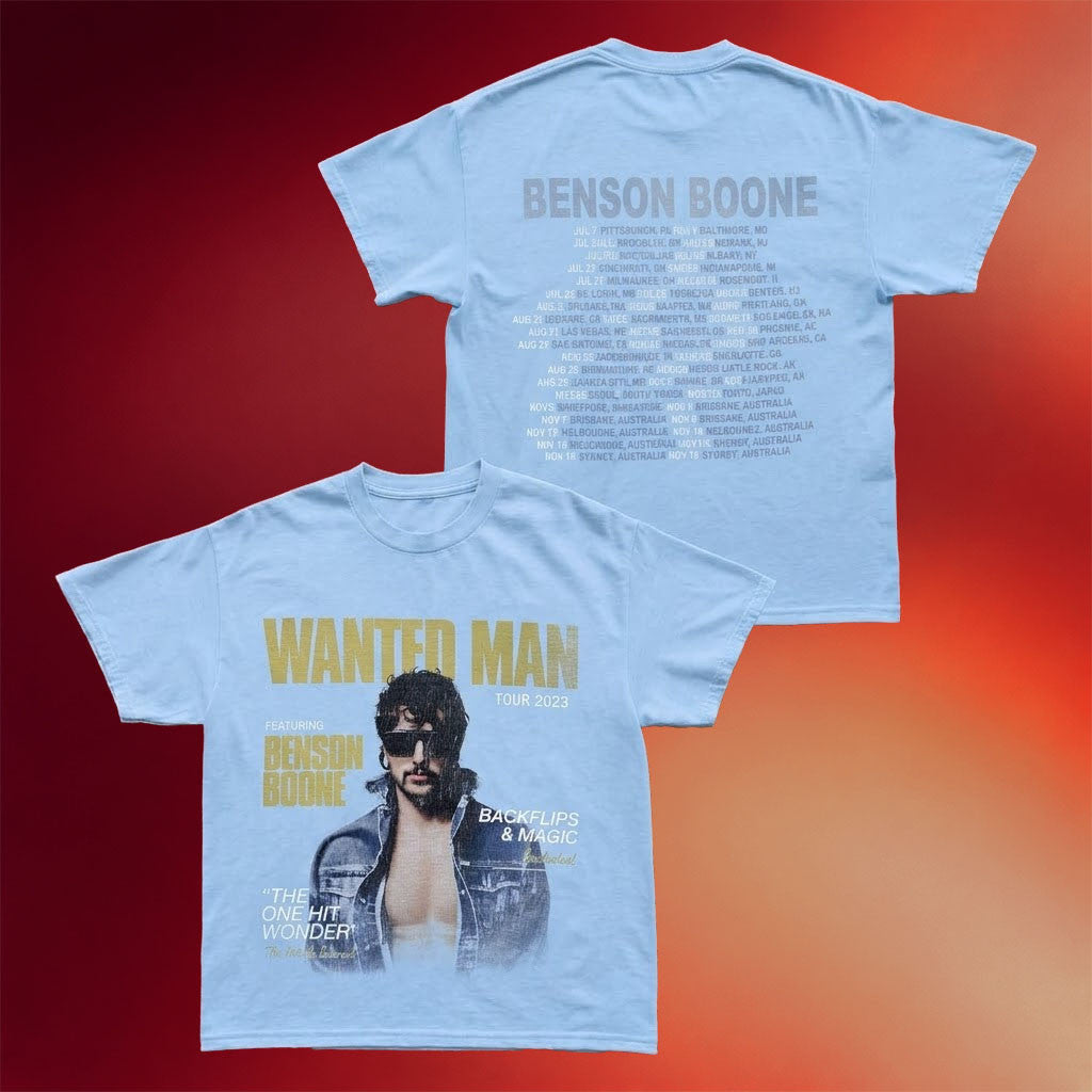 Benson Boone Merch 2026 Wanted Man Tour Dateback T-Shirt Benson Boone Tour Merch Fan Gifts - Merchluma