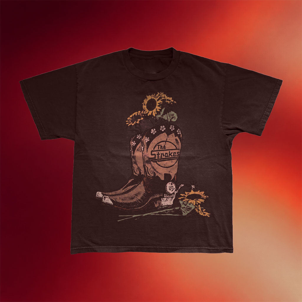 The Strokes Merch 2026 Sunflower Boots Vintage T-Shirt Cool Gifts For Rock Lovers - Merchluma