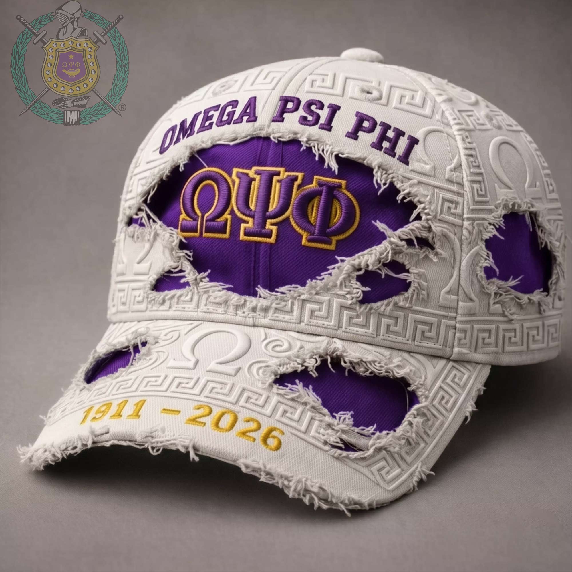 Omega Psi Phi 1911 2026 Distressed Hat Greek Letter Hat OPP Fraternity Merch Gift For Dad - Merchluma