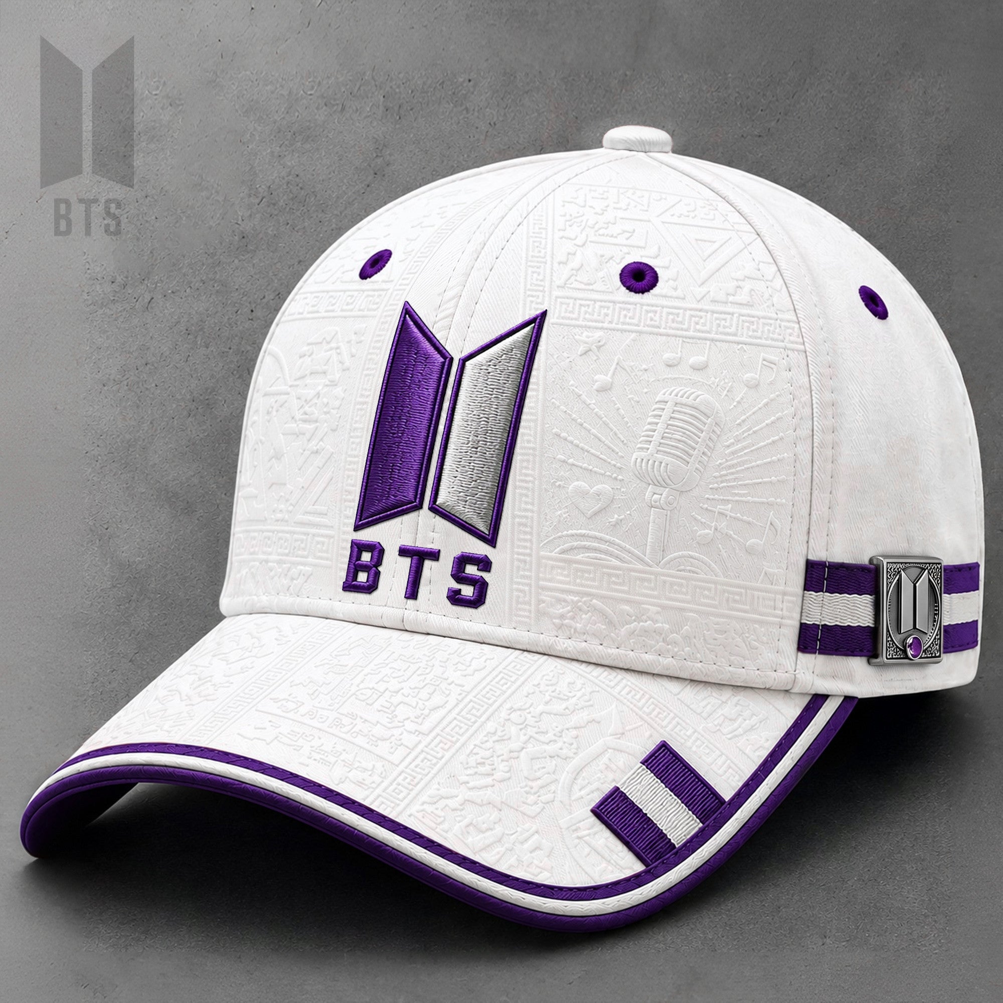 BTS K-Pop Army Purple And White Hat Music Theme Baseball Cap 2026 BTS Merch Gift For Fans - Merchluma