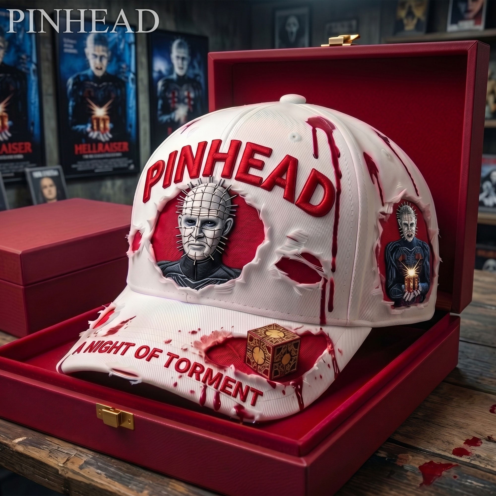 Pinhead A Night Of Torment Distressed Hat 2026 Hellraiser Movie Merch Gift For Halloween - Merchluma