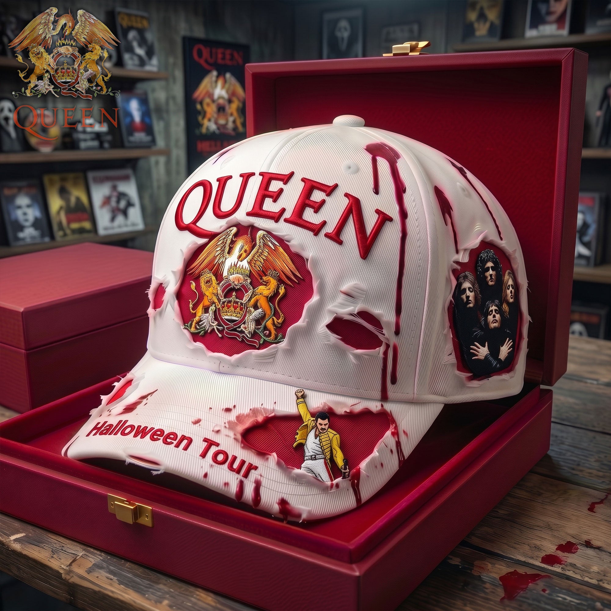 Queen Halloween Tour Distressed Hat 2026 Queen Band Merch Present For Band Fans - Merchluma