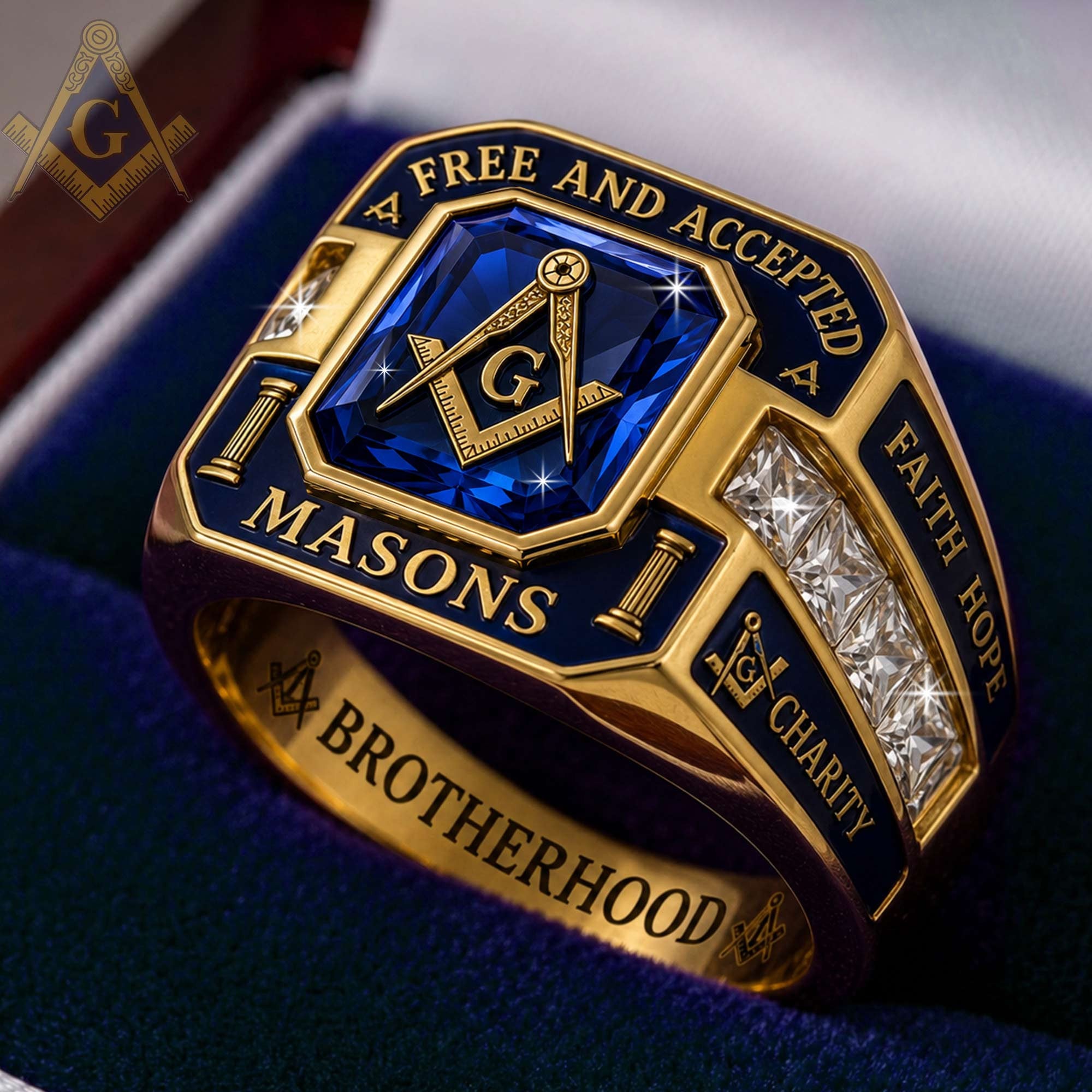 Masonic Master Mason Ring Freemason Symbol Faith Hope Charity Ring Gift Ideas For Fathers - Merchluma