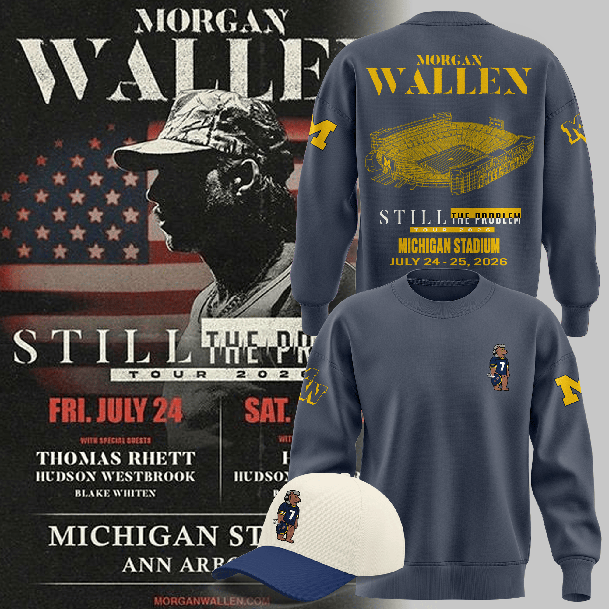 Michigan Wolverines Football x Morgan Wallen Sweatshirt 2026 Wolverines Merch Gifts For Fans - Merchluma