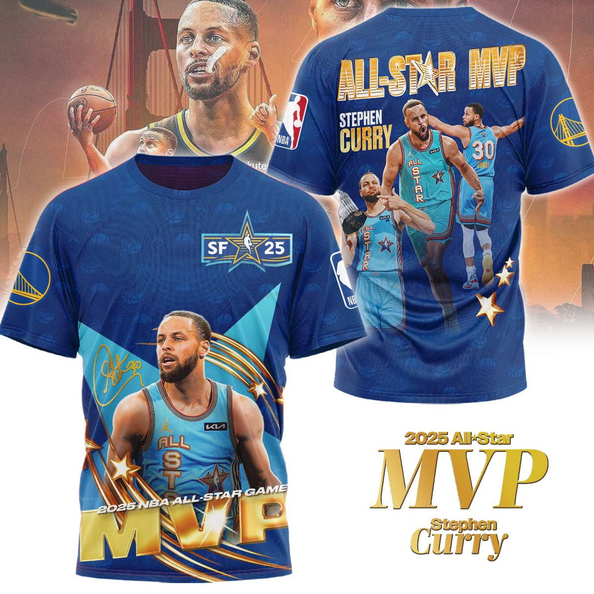 Golden State Warriors Merch Stephen Curry 2025 All Star MVP Shirt Basketball Fan Gift Ideas - Merchluma