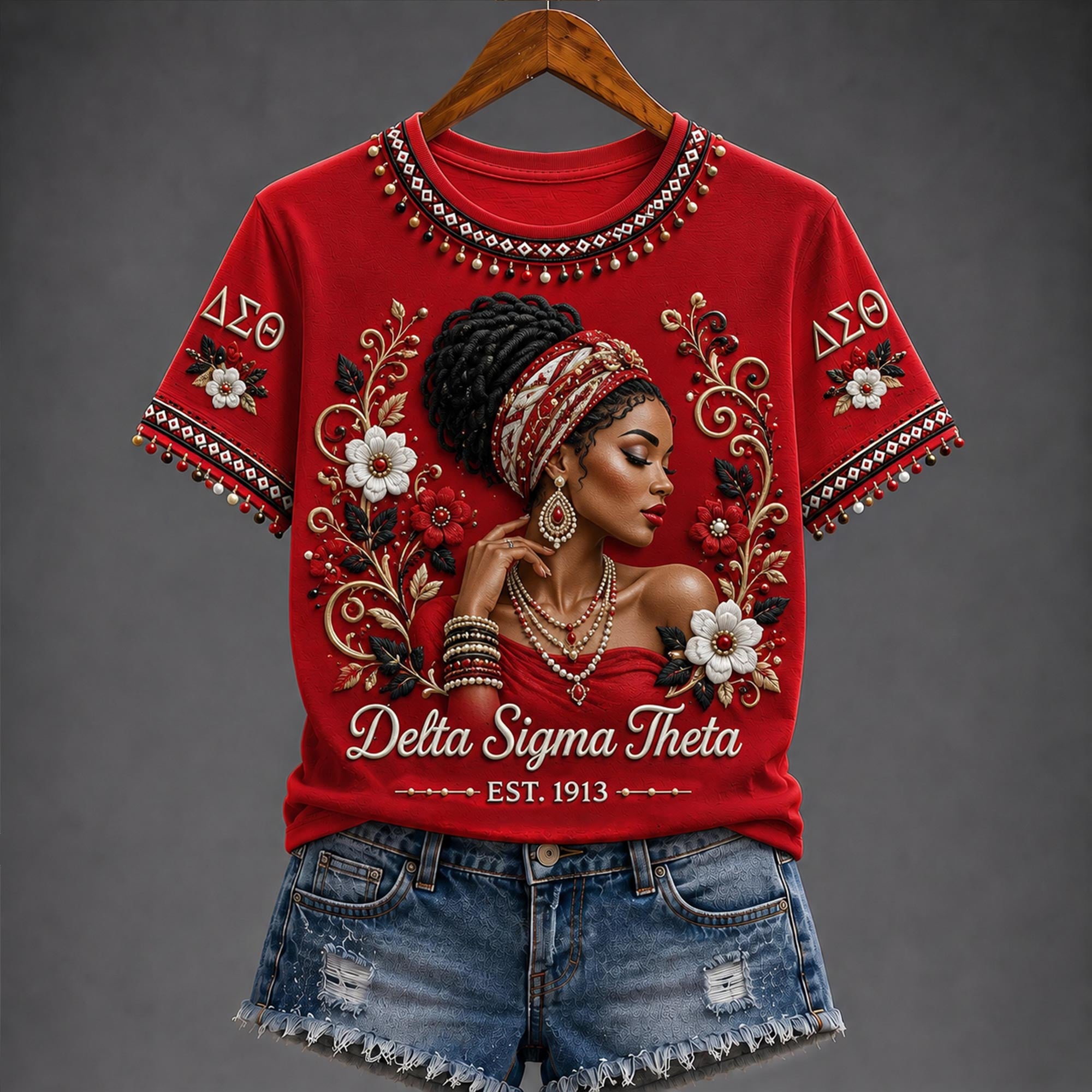 Delta Sigma Theta Est 1913 T-Shirt Black Woman Floral Shirt DST Sorority Merch Gift For Her - Merchluma