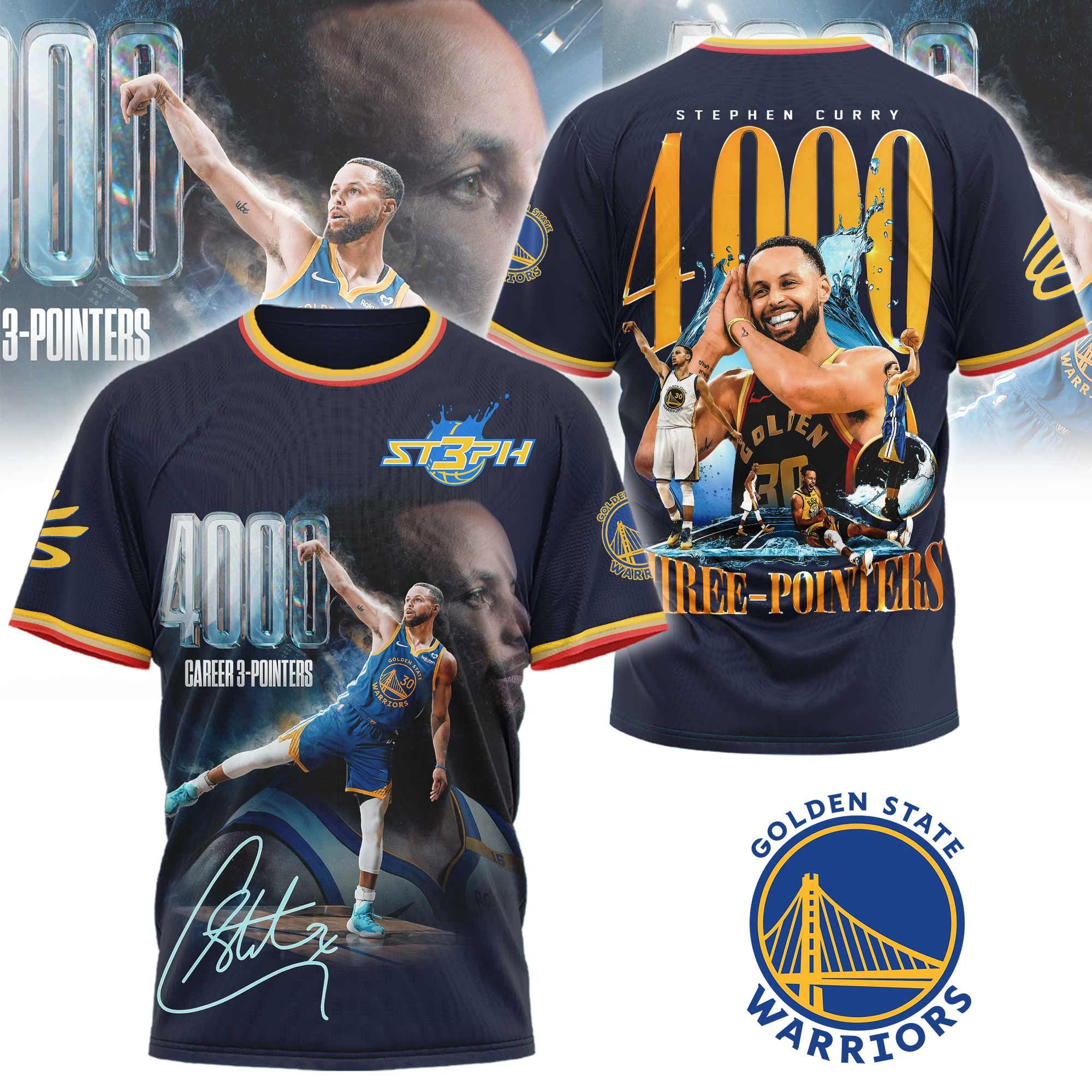 Golden State Warriors Merch 2026 Stephen Curry 4000 Career 3-Pointers Shirt Basketball Fan Gift - Merchluma