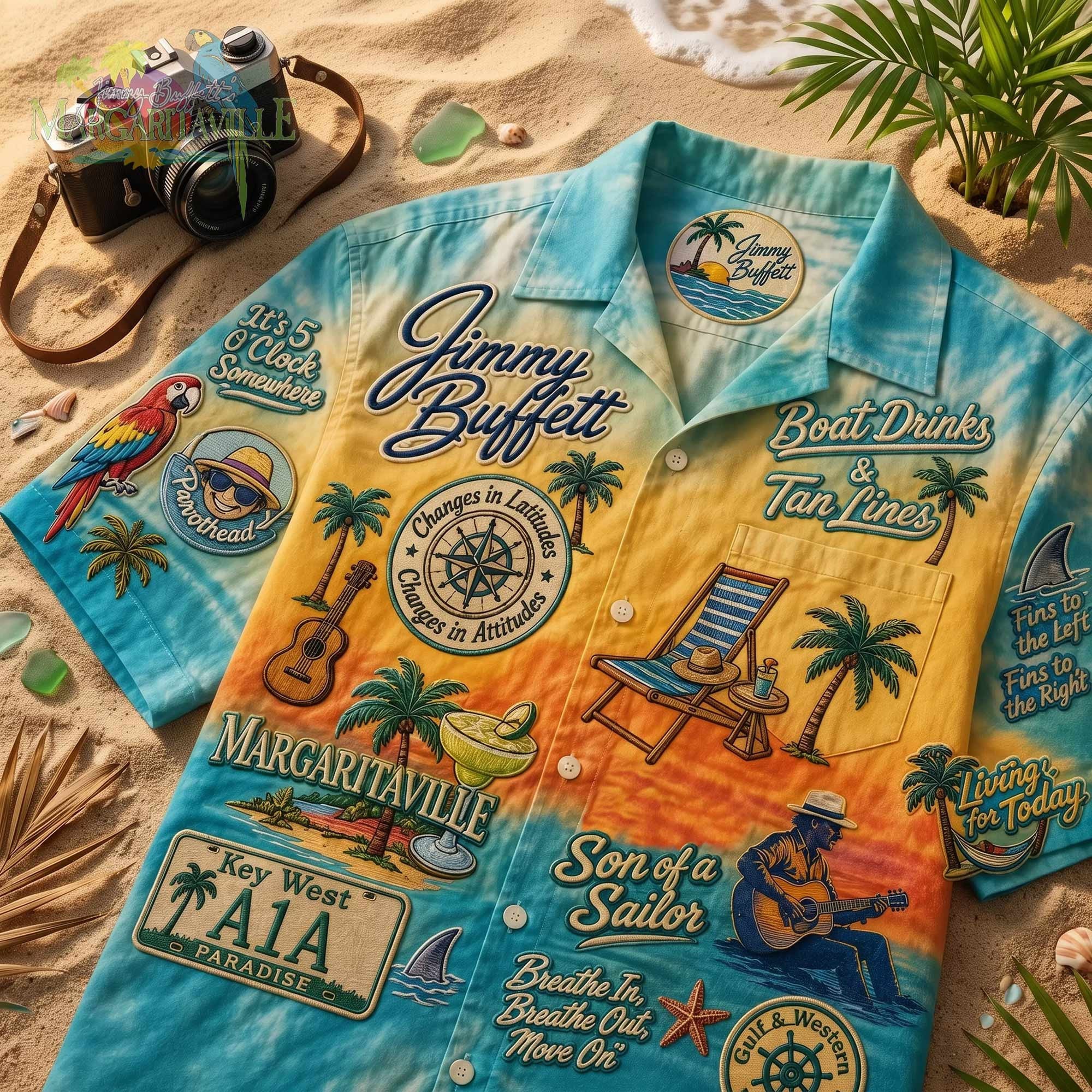 Jimmy Buffett Margaritaville Hawaiian Shirt Boat Drinks And Tanlines Tropical Themed Clothing - Merchluma