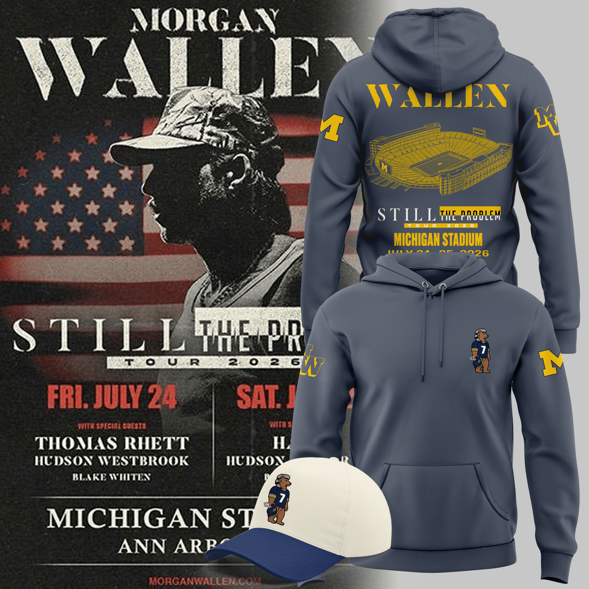 Michigan Wolverines Football x Morgan Wallen Hoodie 2026 Wolverines Merch Gifts For Dad - Merchluma