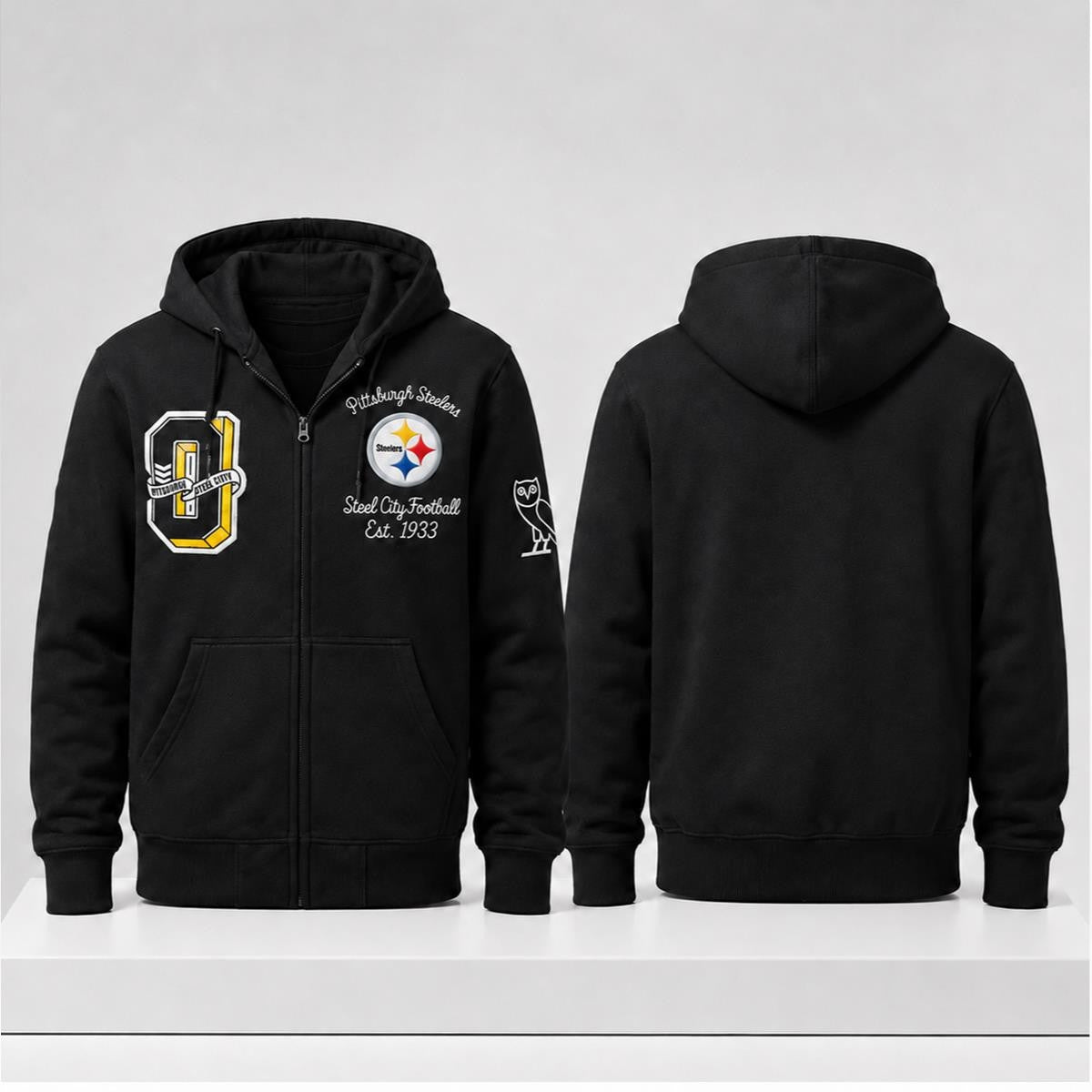 Drew Allar Pittsburgh Steelers Steel City Football Est 1933 Zip Hoodie Steelers Merch Fan Gifts - Merchluma