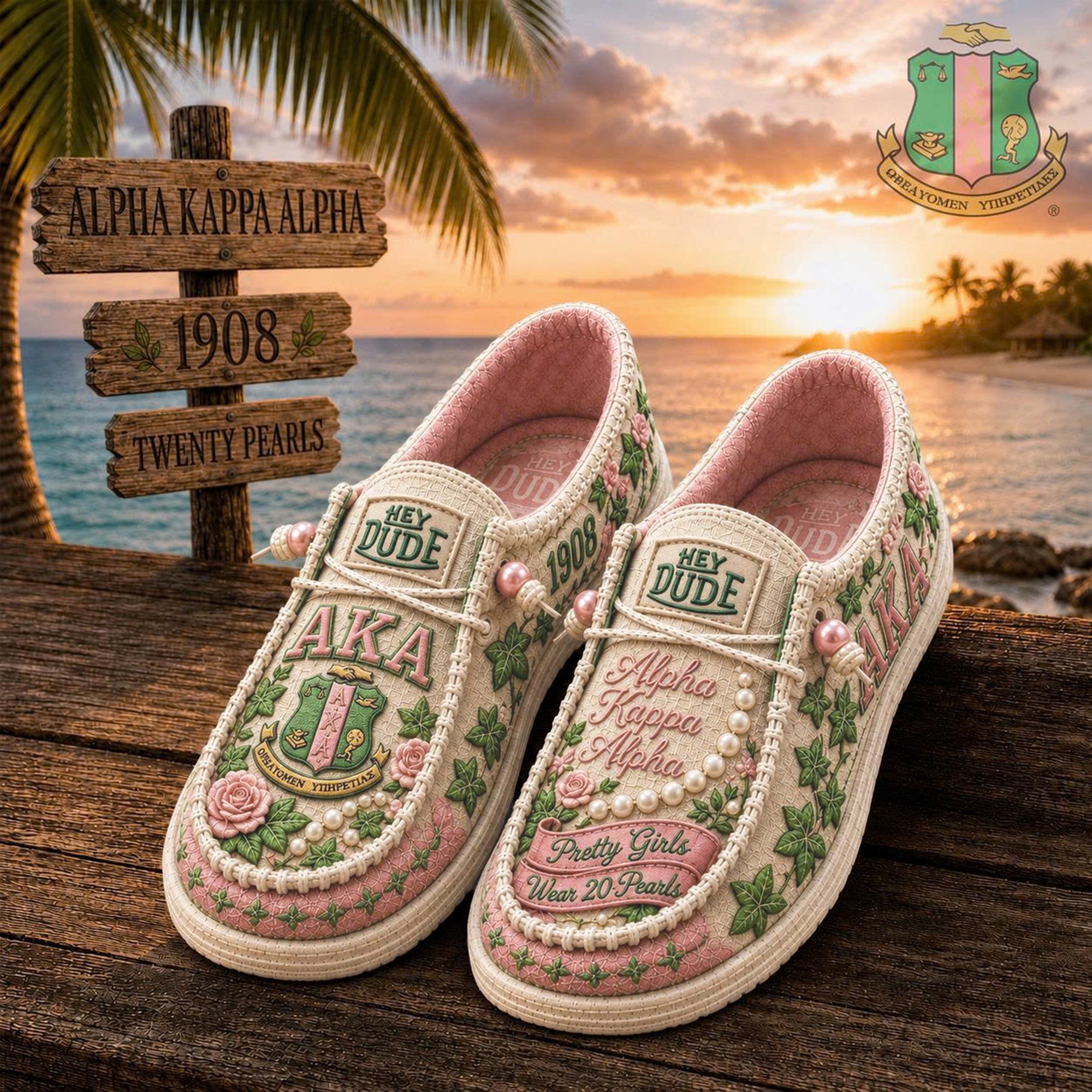 Alpha Kappa Alpha Pretty Girls Wear 20 Pearls Loafer Shoes AKA Sorority Merch Gift For Sisters - Merchluma