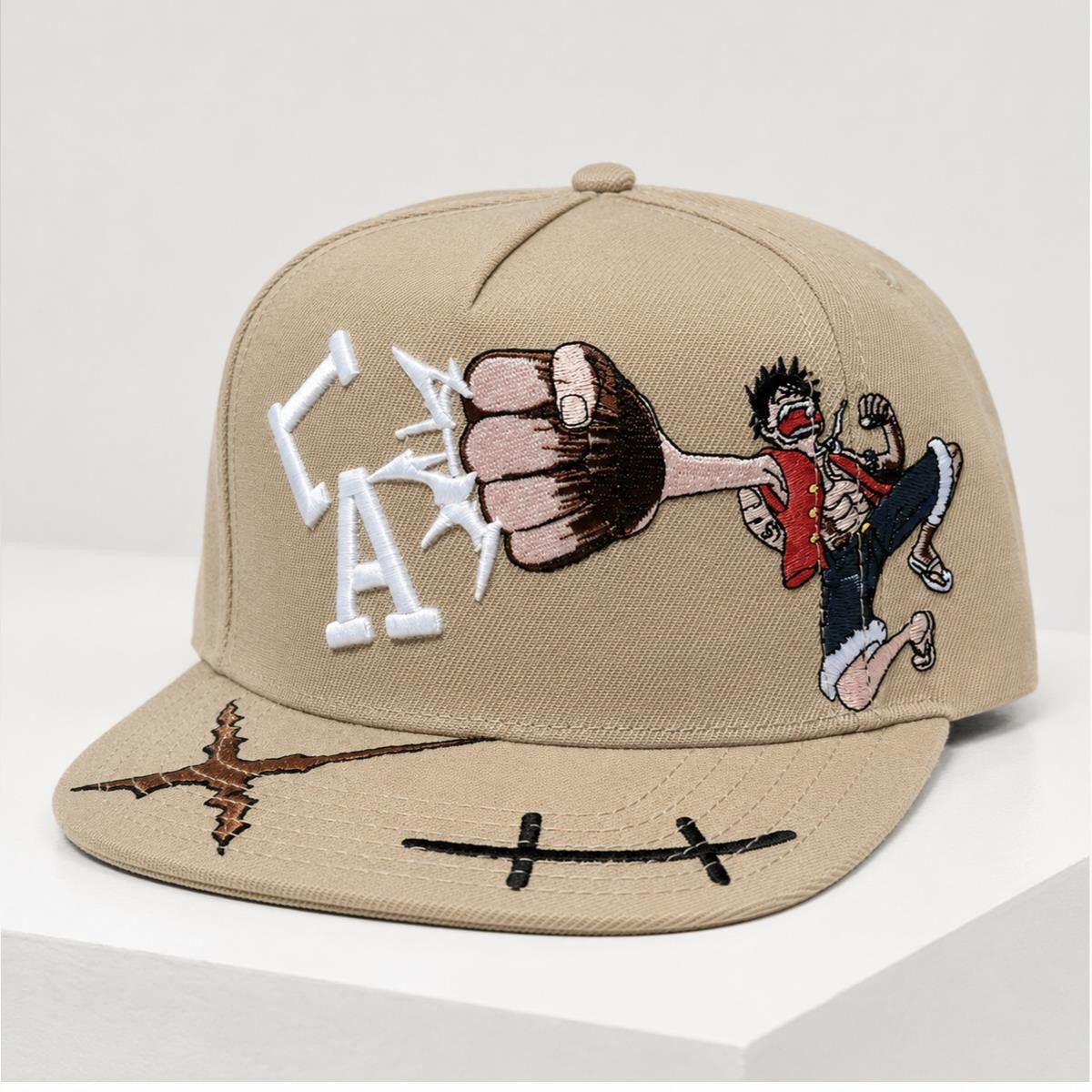 LA Dodgers Luffy One Piece 2026 Snapback Hat Embroidered Dodgers Merch Son Gifts - Merchluma