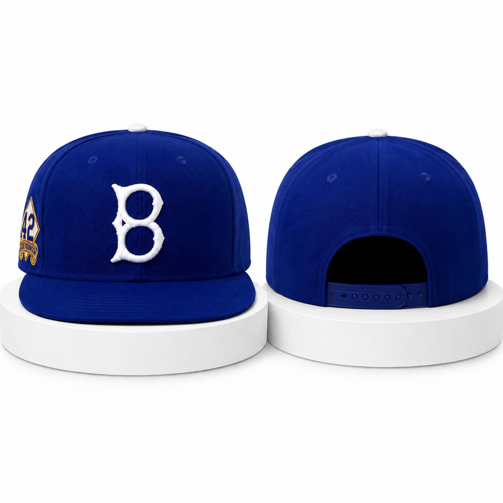 Jackie Robinson 42 Brooklyn Dodgers B Snapback Hat Royal Embroidered LA Dodgers Merch - Merchluma