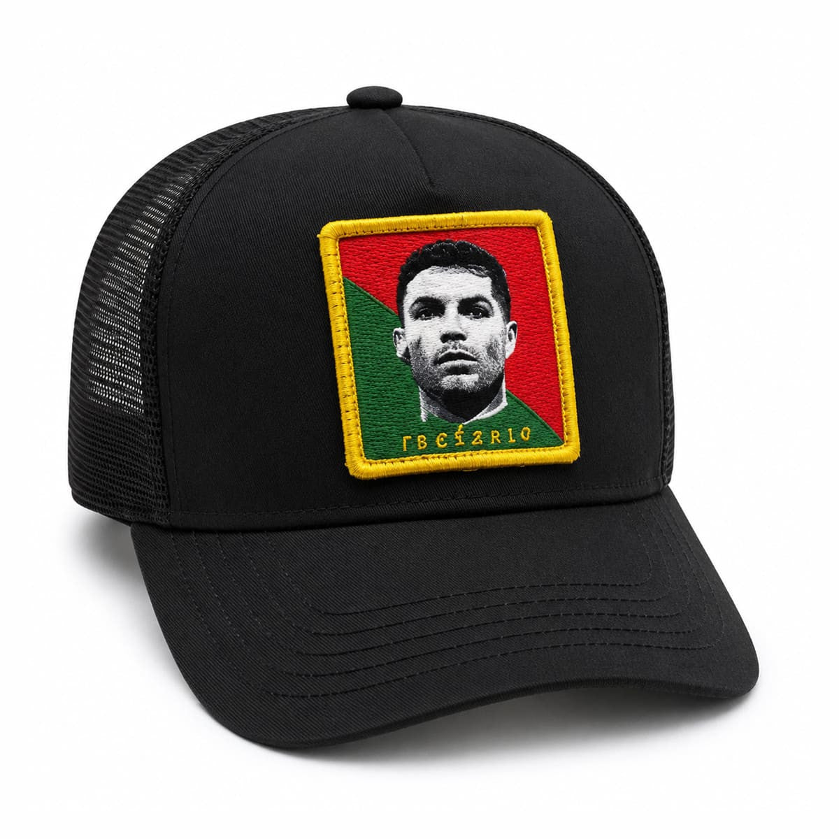 Edu Aguirre Ronaldo Trucker Hat Black Embroidered CR7 Merch Gift Ideas For Fans - Merchluma