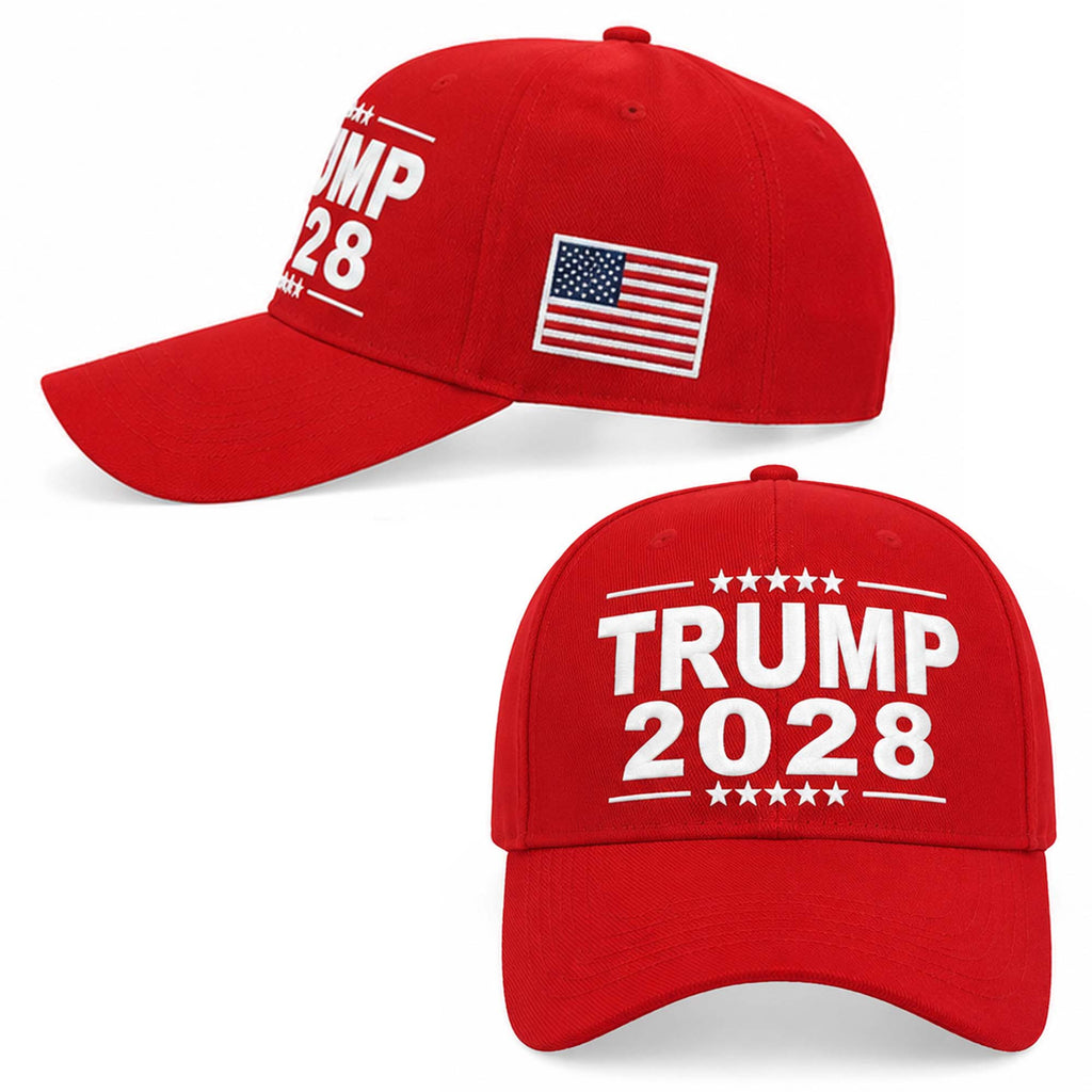 Donald Trump 2028 Hat Red Embroidered MAGA Trump Merch Gifts For Supporters - Merchluma