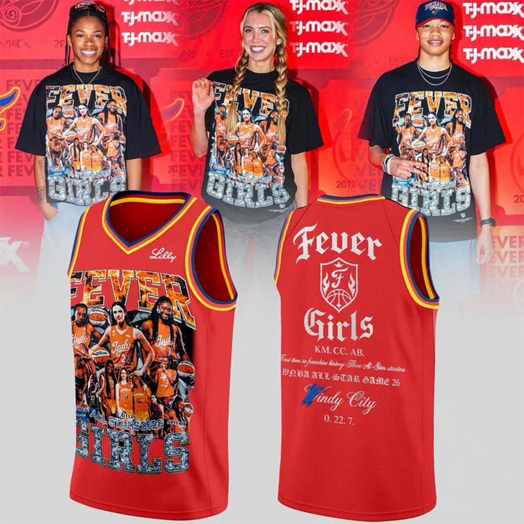Indiana Fever Girls All Stars 2026 Basketball Jersey Red Indiana Fever Merch Fans Gifts - Merchluma