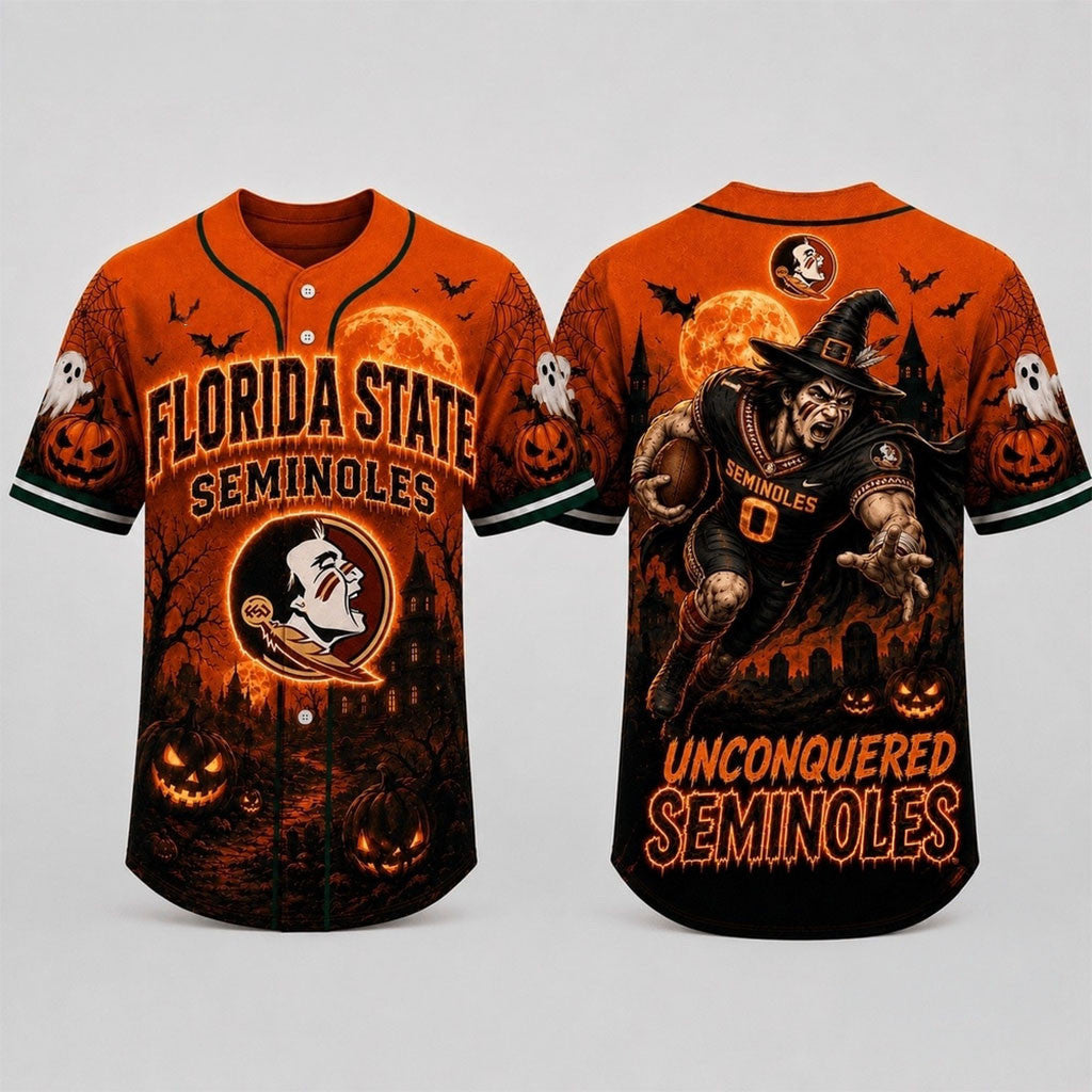 Florida State Seminoles Haunted Night Halloween Baseball Jersey Seminoles Merch Halloween Gifts - Merchluma