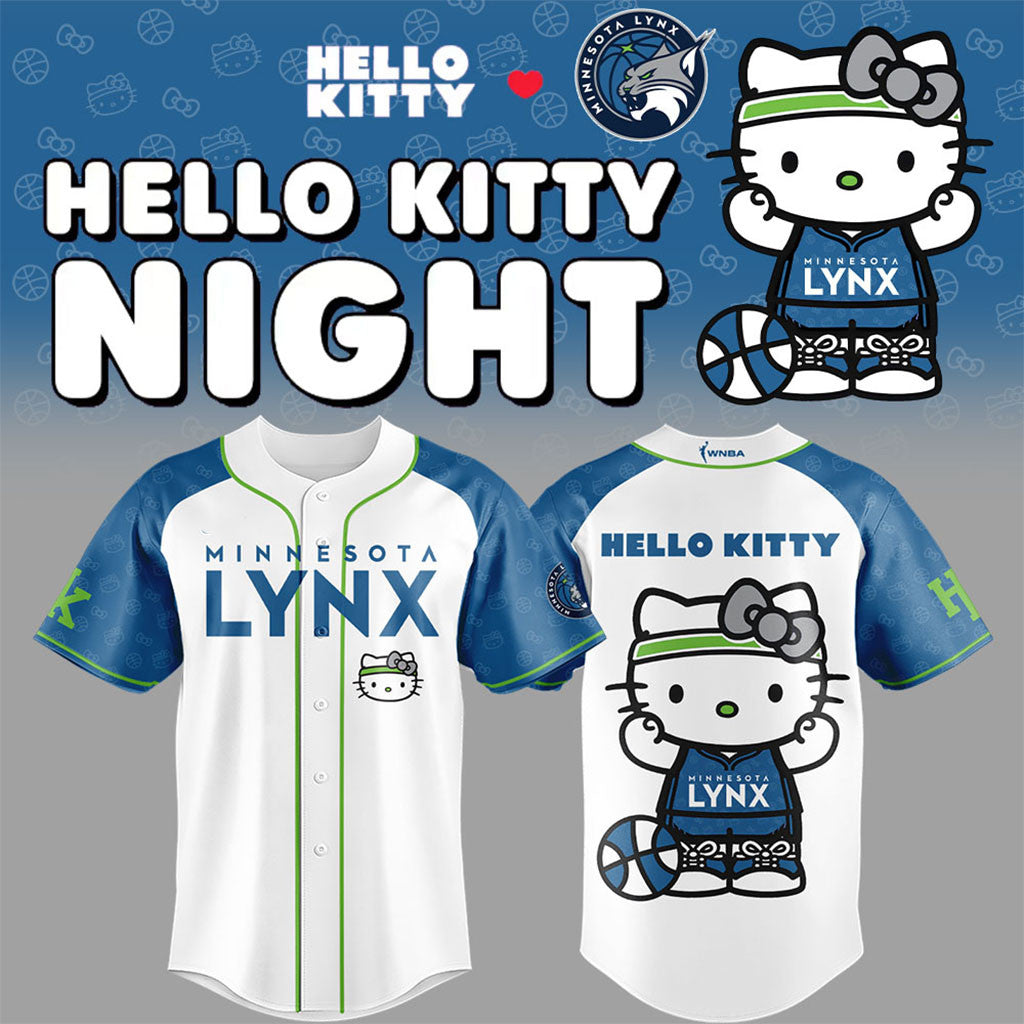 Minnesota Lynx x Hello Kitty Baseball Jersey Minnesota Lynx Merch Gifts For Basketball Fan - Merchluma