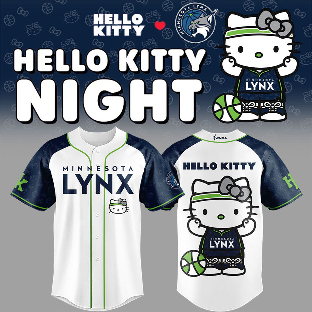 Minnesota Lynx x Hello Kitty Baseball Jersey Minnesota Lynx Merch Good Gifts For Basketball Lovers - Merchluma