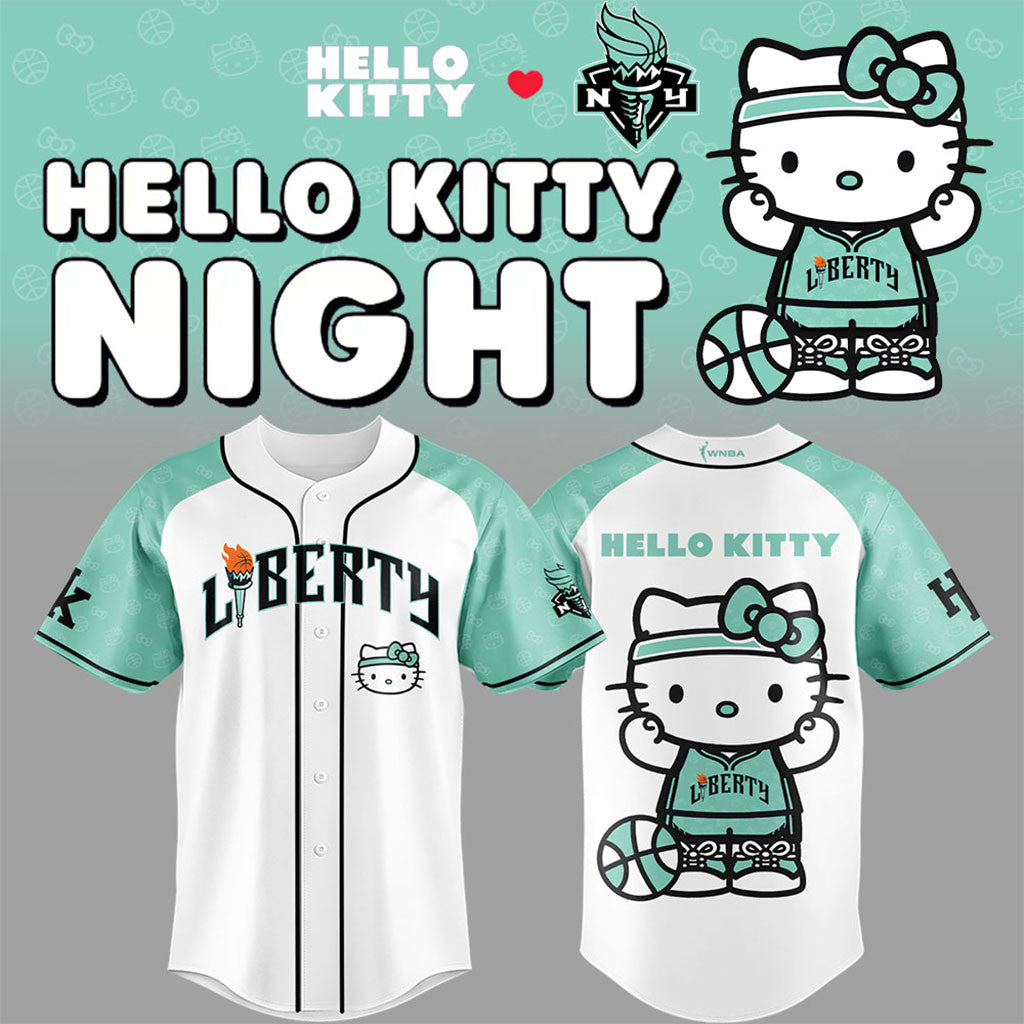New York Liberty x Hello Kitty Baseball Jersey New York Liberty Merch Basketball Lovers Gifts - Merchluma