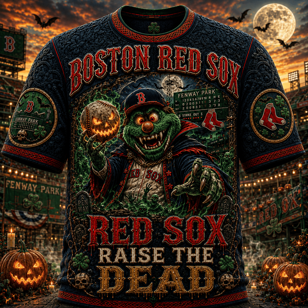 Boston Red Sox Halloween Merch Red Sox Raise The Dead T-Shirt Gift For Baseball Lovers - Merchluma