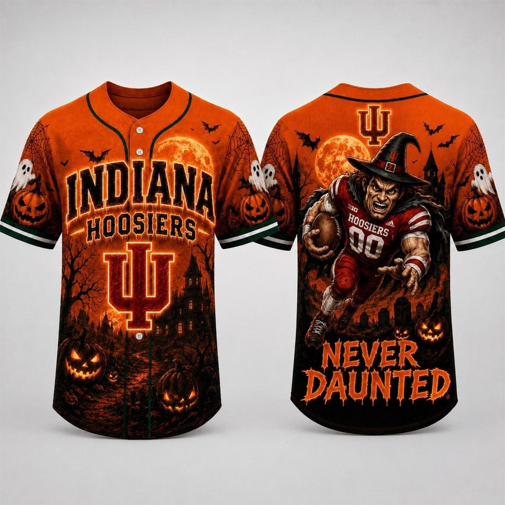 Indiana Hoosiers Haunted Night Halloween Baseball Jersey Indiana Hoosiers Merch Gift For Son - Merchluma