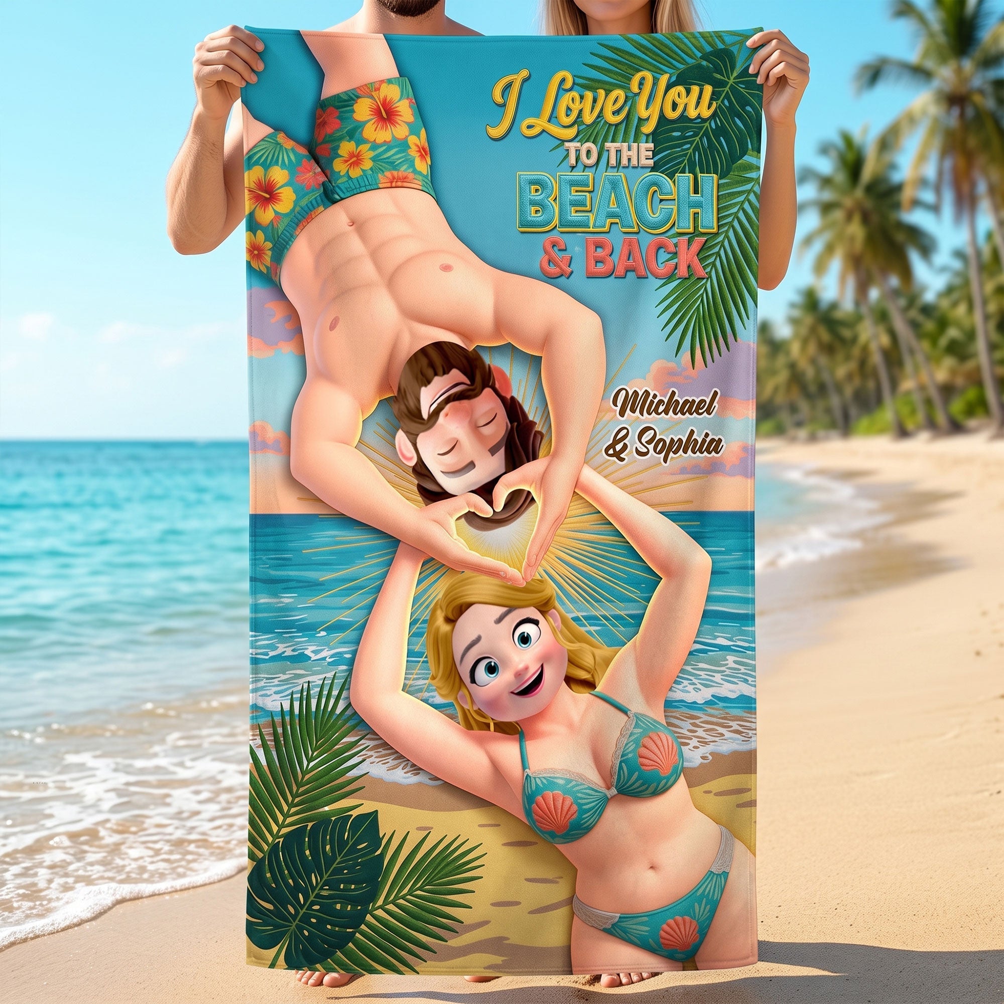 Personalized I Love You To The Beach And Back Summer Beach Towel Gifts For Couples - Merchluma