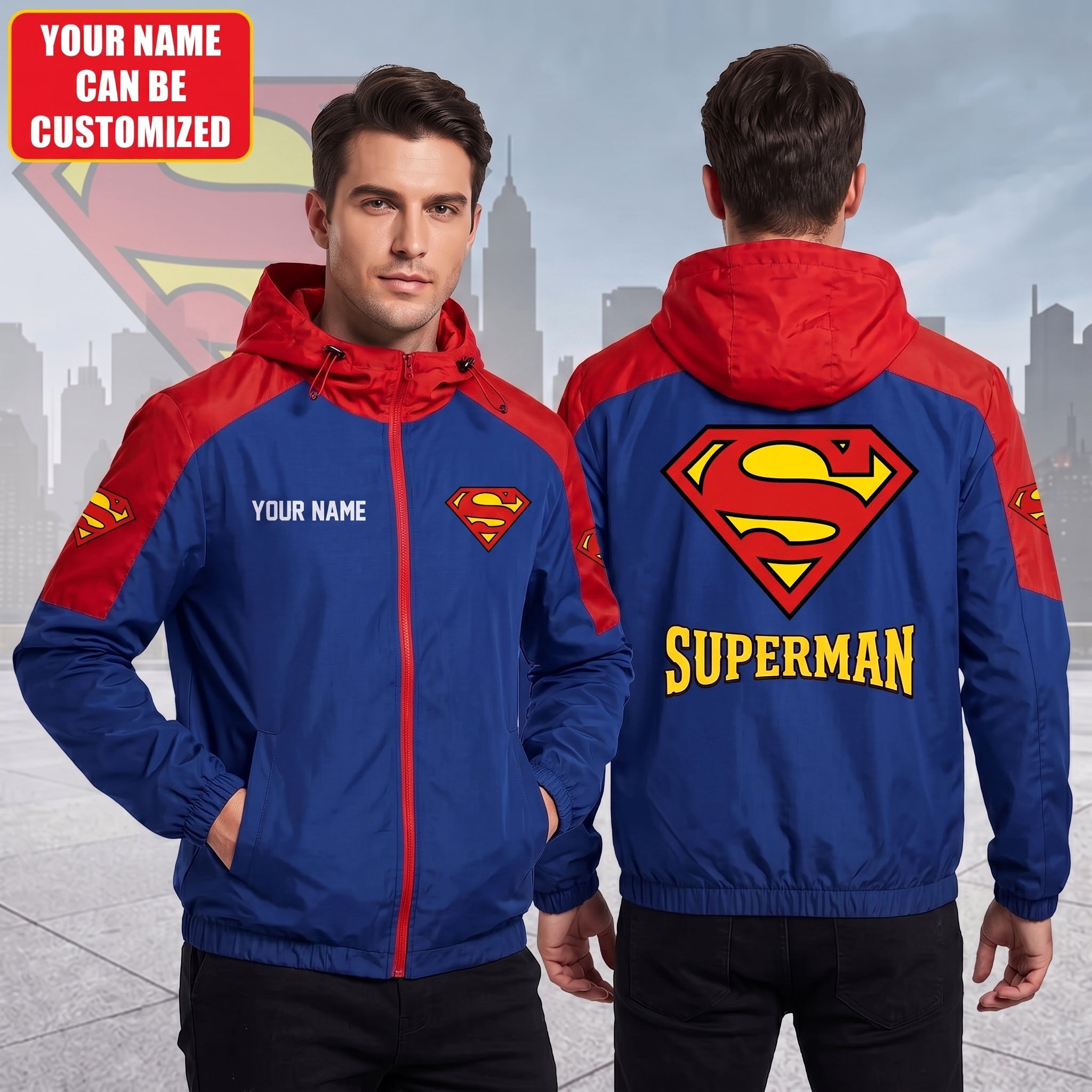 Personalized Superman Windproof Jacket Birthday Gift For Husband Movie Lovers - Merchluma