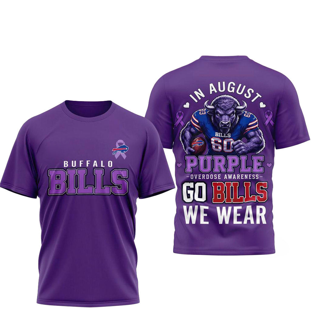 Buffalo Bills In August We Wear Purple Overdose Awareness Shirt Bills Merch Gift For Fan - Merchluma