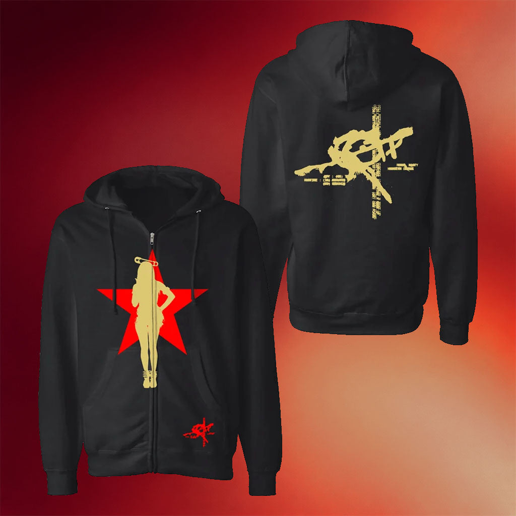 Rico Nasty Merch 2026 Rico Pin Up Star Black Zip Hoodie Unique Gift For Friends - Merchluma