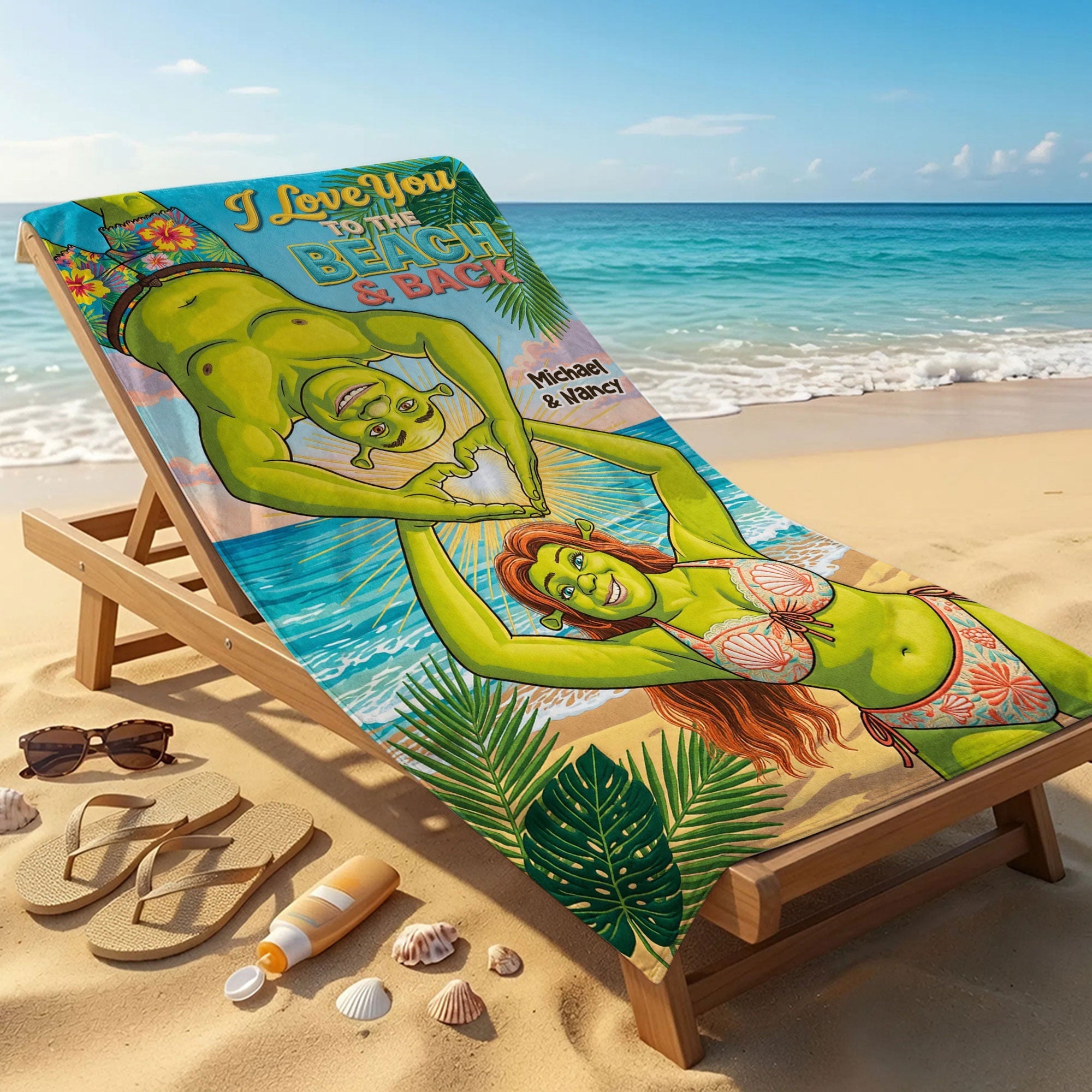 Custom I Love You To The Beach And Back Beach Towel Summer Merch Vacation Gifts For Couples - Merchluma