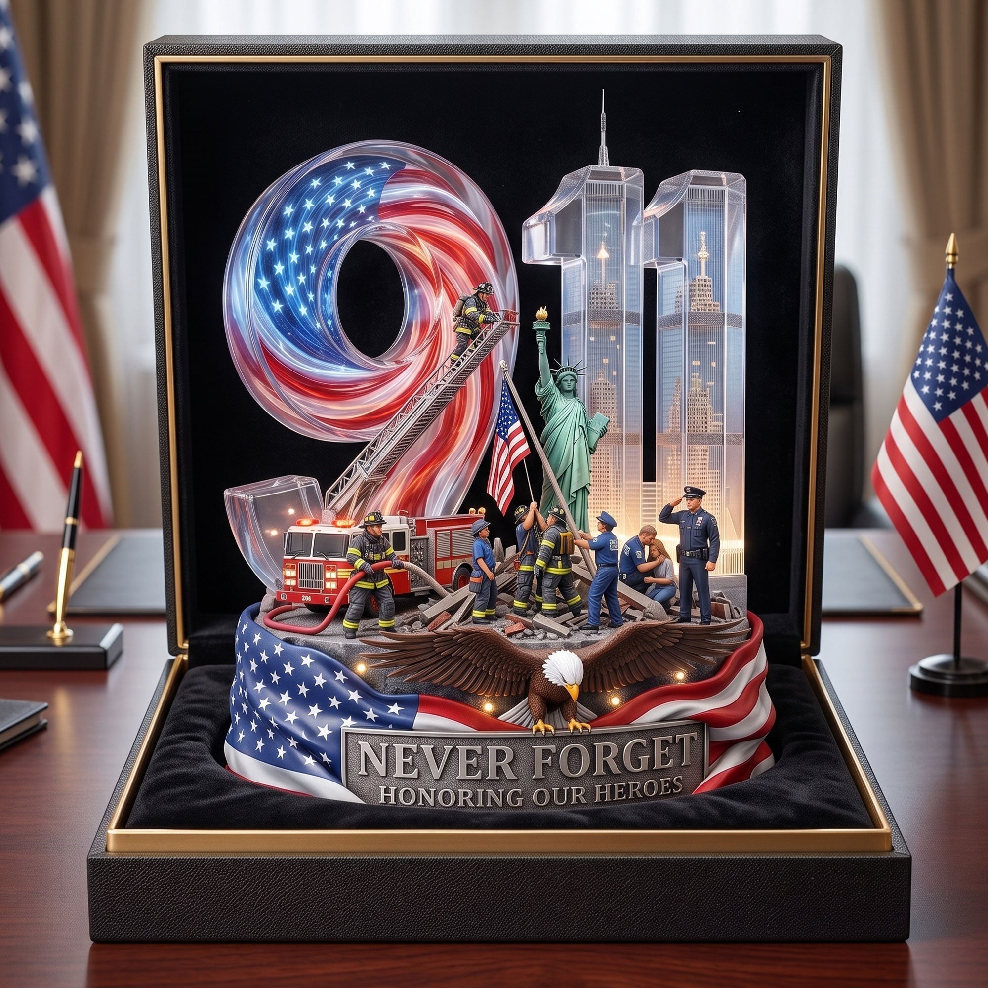 9 11 Never Forget Honoring Our Heroes Acrylic Plaque Honor The Fallen Merch Patriot Day Gifts - Merchluma