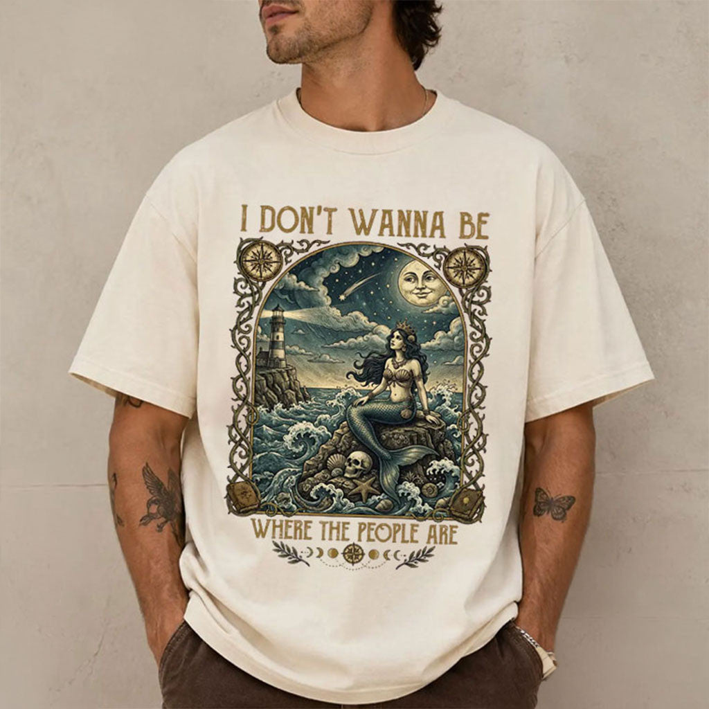 Antisocial Siren Don't Wanna Be Where People Are Mermaid T-Shirt Birthday Gift For Him - Merchluma