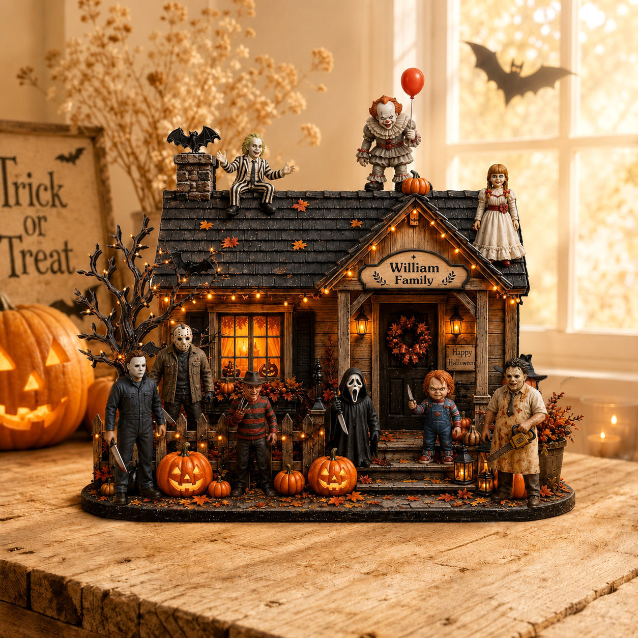 Custom Classic Horror Characters Acrylic Plaque Trick Or Treat Merch Halloween Home Decor - Merchluma