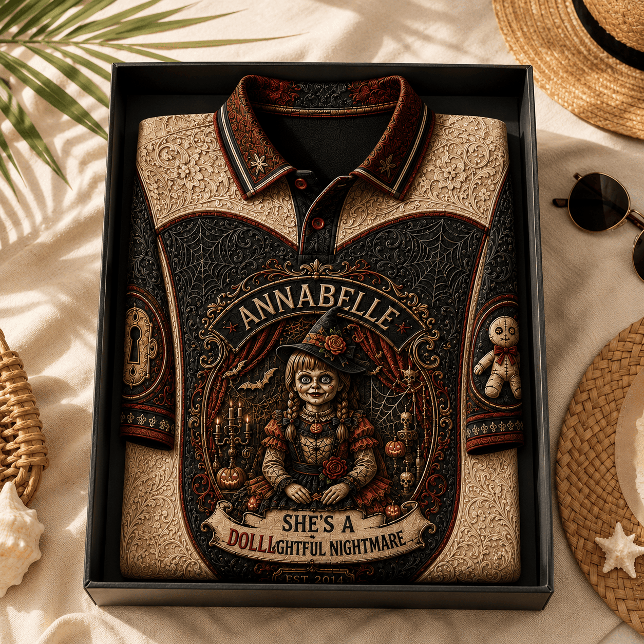 Annabelle 2026 She's A Dollightful Nightmare Polo Shirt The Conjuring Merch Horror Fan Gifts - Merchluma