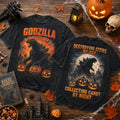 Godzilla Destroying Cities Halloween Wash T-Shirt Godzilla Merch Gifts For Movie Fans - Merchluma