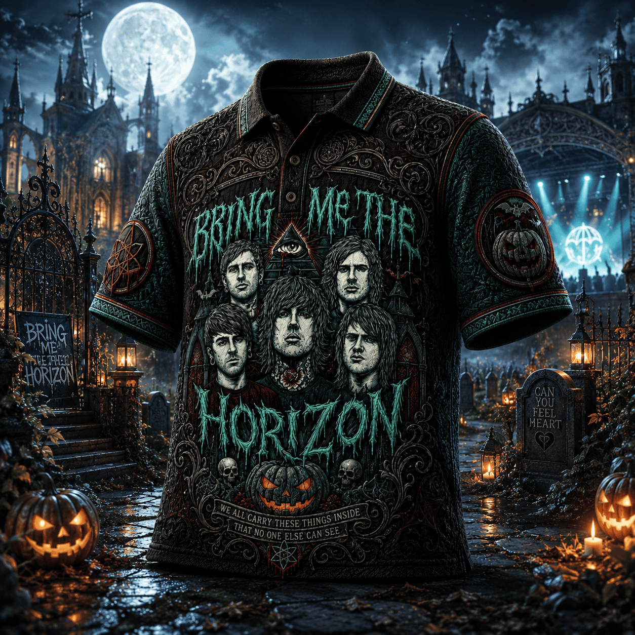 Bring Me The Horizon Halloween Merch We All Carry These Things Inside Polo Shirt BMTH Merch - Merchluma