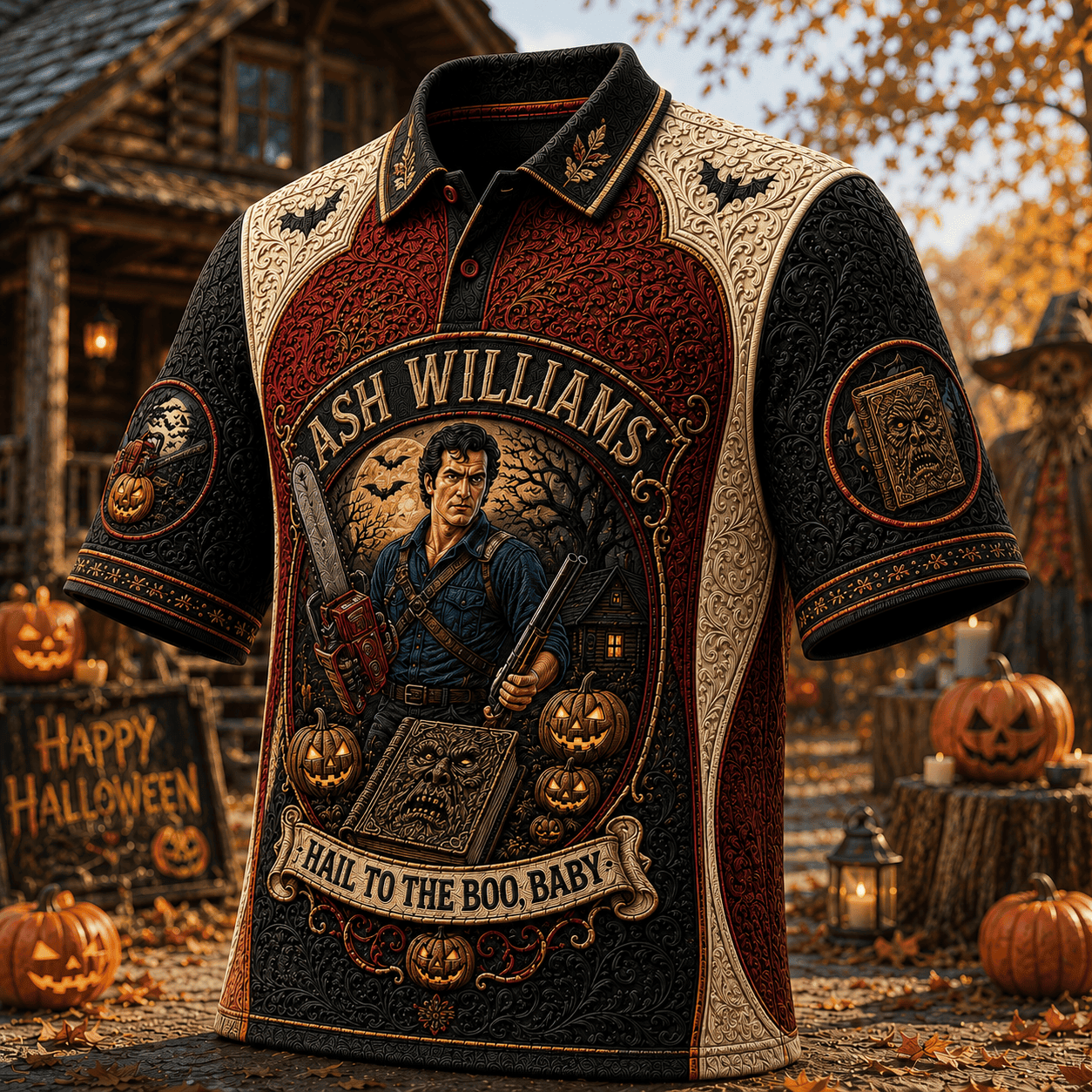 Ash Williams Hail To The Boo Baby Polo Shirt 2026 The Evil Dead Merch Gift For Halloween - Merchluma